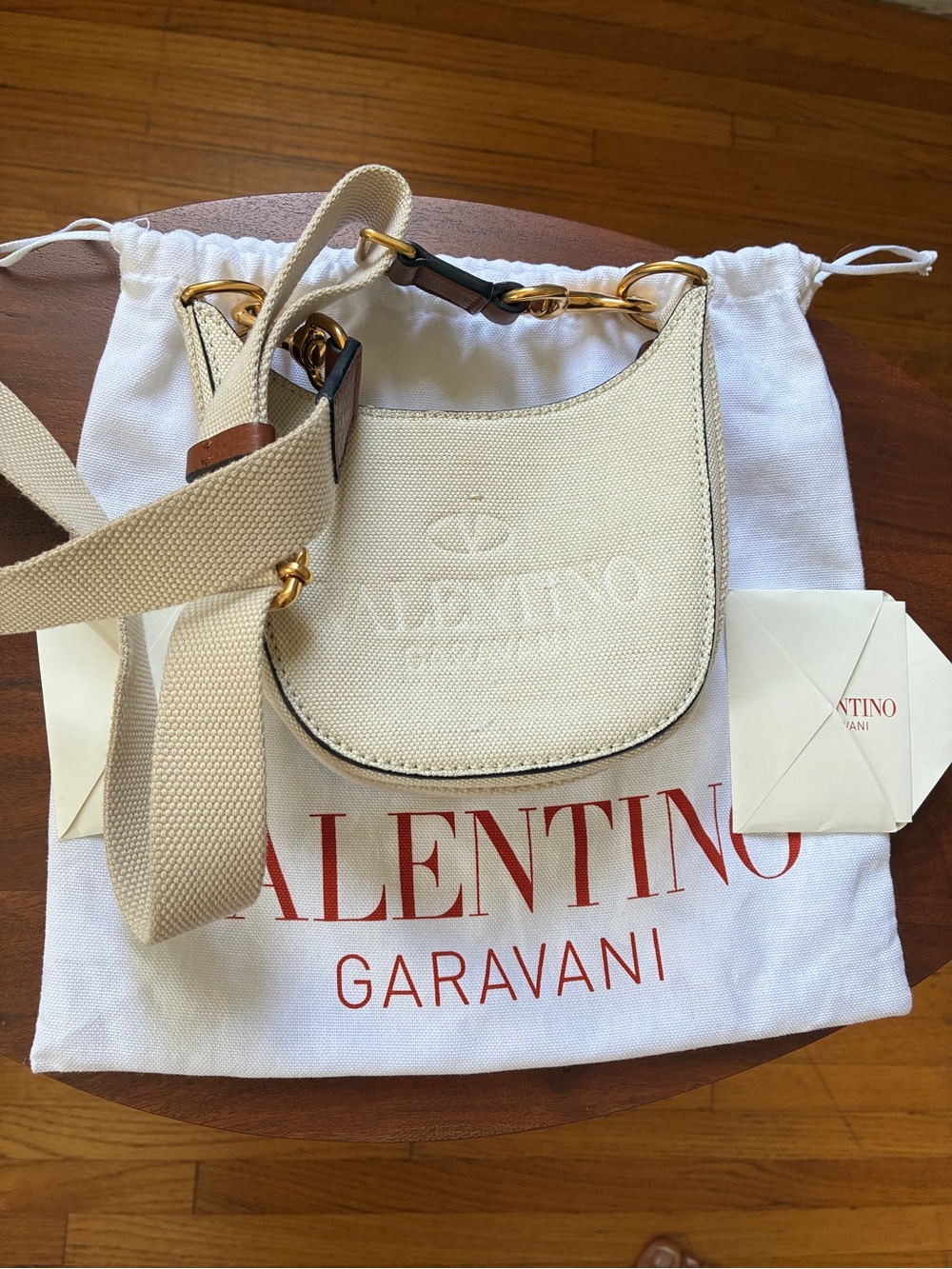 Valentino Garavani identity hobo  Cream Canvas Mini Crossbody bag NWT. Unisex